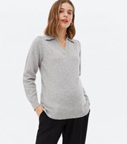 New Look Maternity Pale Grey Long Sleeve Polo Jumper